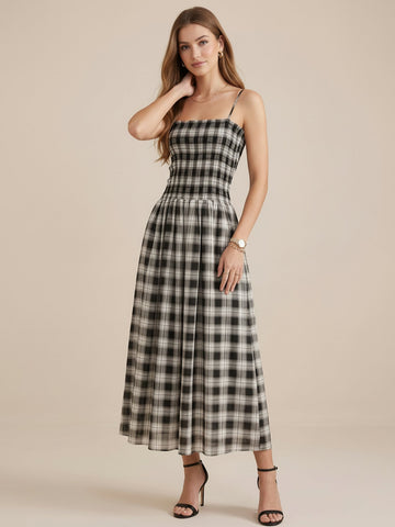 MO&Co. Checked Tank Maxi Dresses