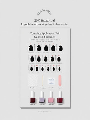 Glossy Black Oval Press On Nails