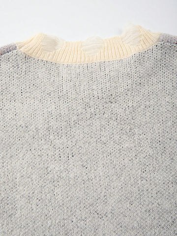 Distressed Graphic Oversized Knit Sweater