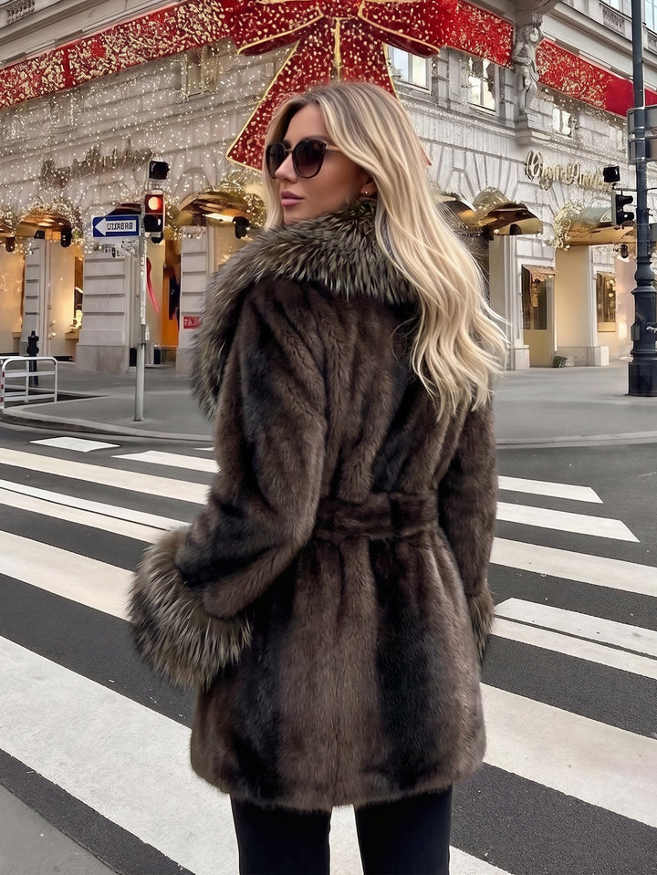 Luxurious Belted Faux Fur Coat