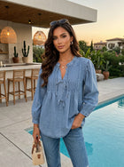Light Wash Bow Detail Blouse