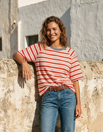 Relaxed Striped Raglan Sleeve T-Shirt