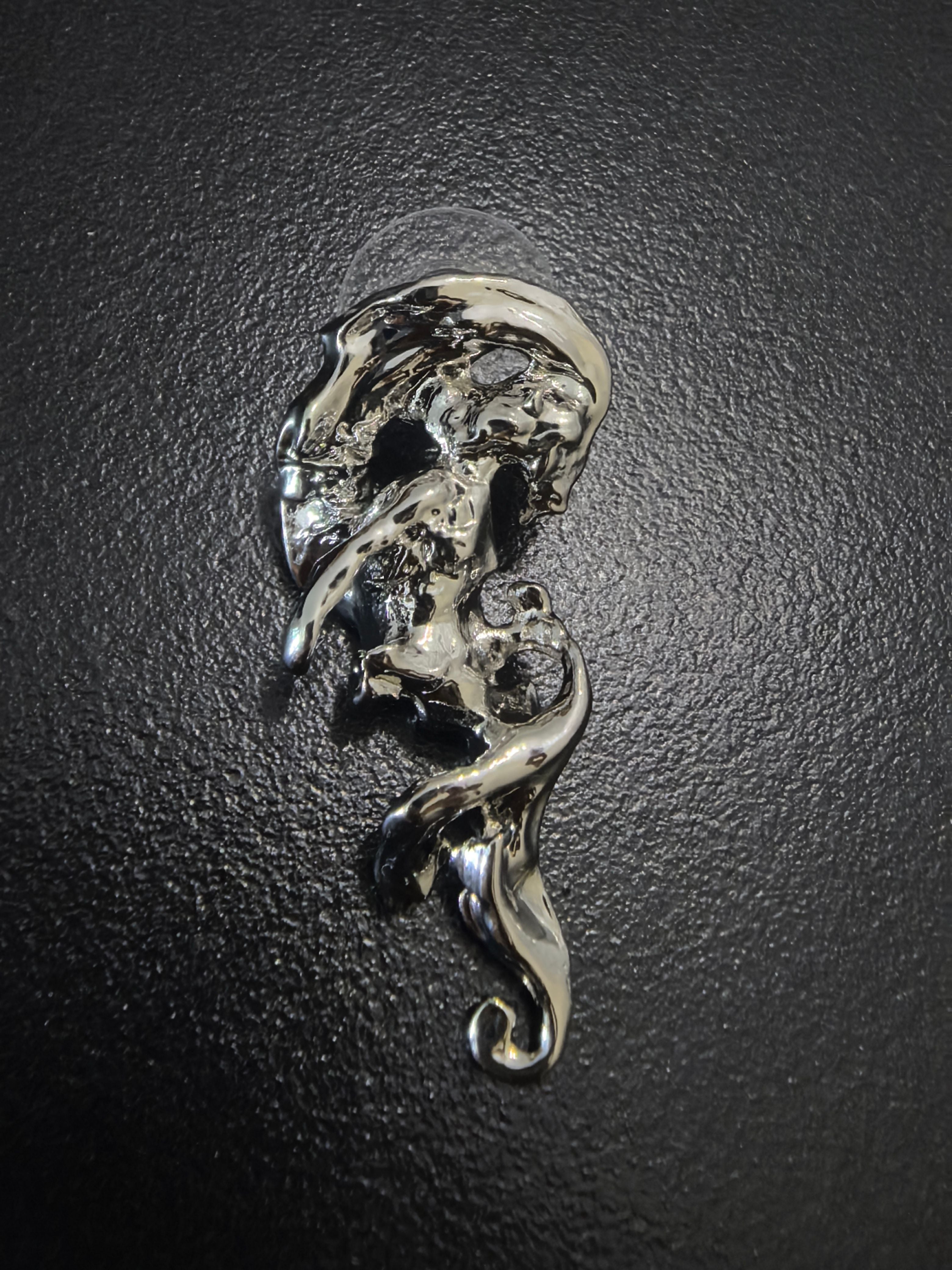 Abstract Liquid Silver Statement Stud Earrings