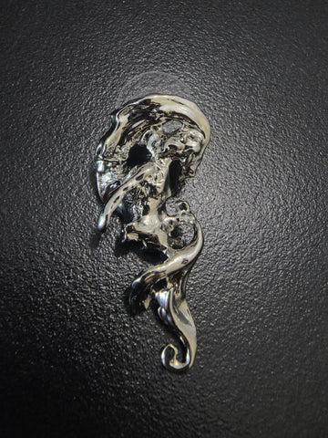 Abstract Liquid Silver Statement Stud Earrings