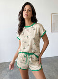 Silky Printed Duck Shorts Set
