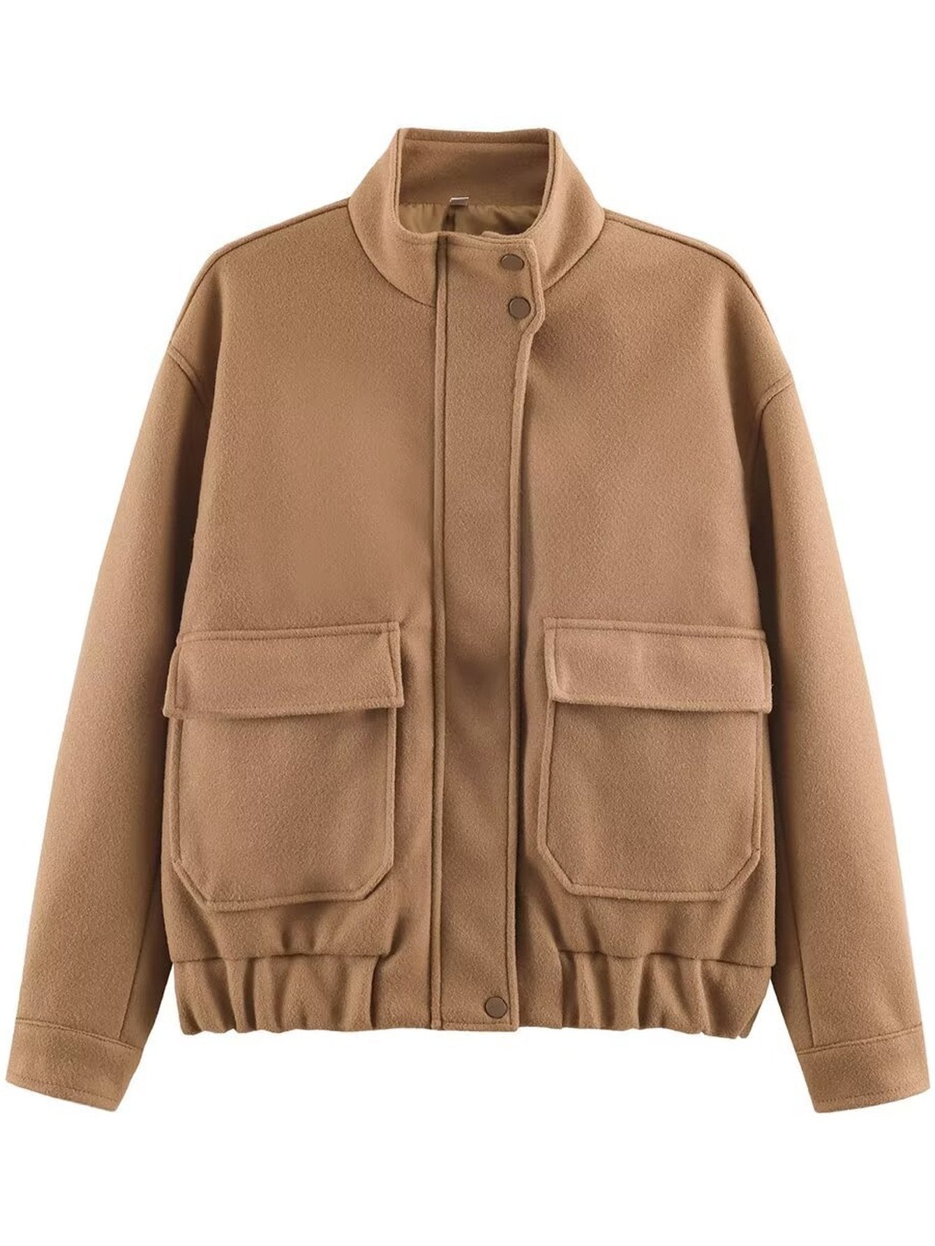 Cozy Fleece Stand Collar Utility Jacket