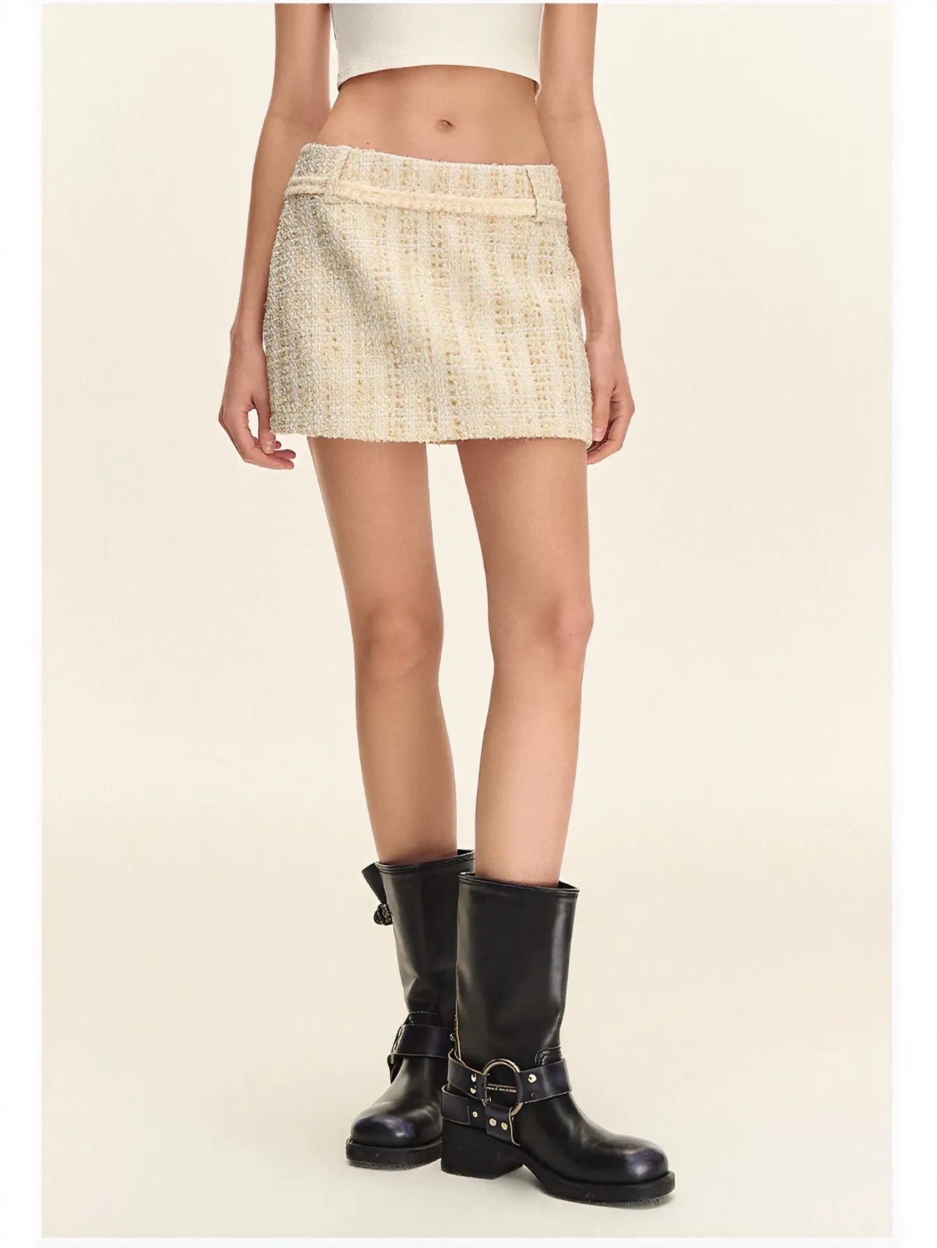 Elegant Tweed Metallic Mini Skirt