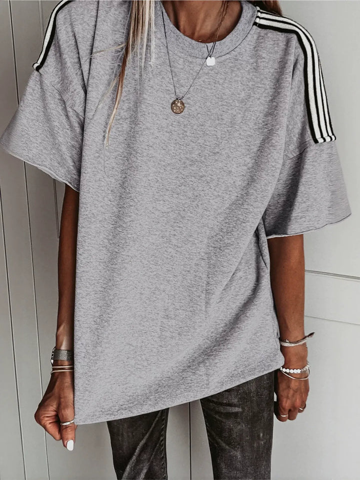 Oversized Striped Shoulder Casual T-Shirt