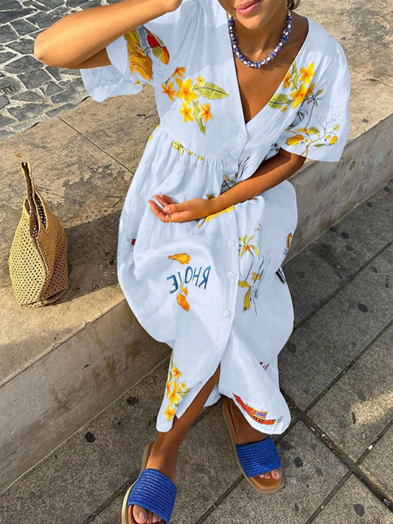 Floral Print Button Down Maxi Dress