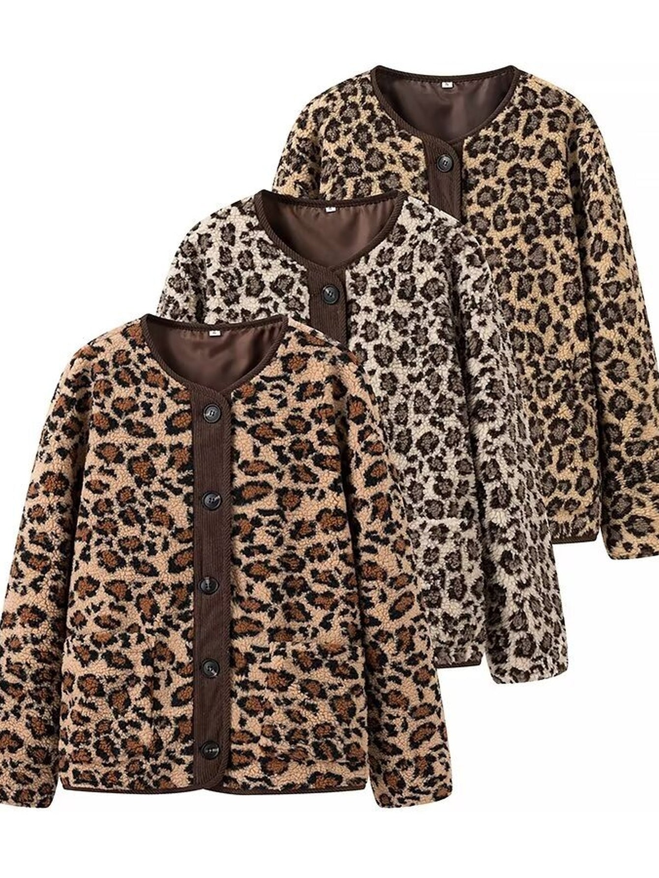 Cozy Leopard Print Fleece Jacket