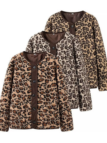 Cozy Leopard Print Fleece Jacket