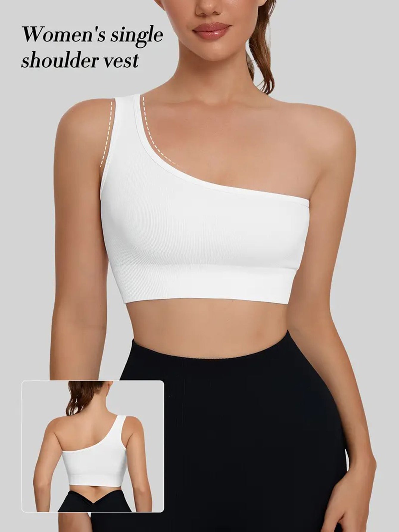 Seamless One Shoulder Ribbed Yoga Tank