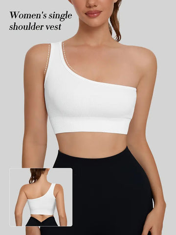 Seamless One Shoulder Ribbed Yoga Tank