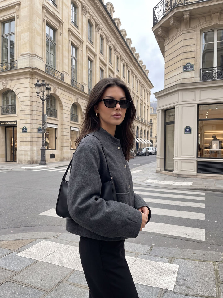 Cozy Wool Blend Snap Button Jacket