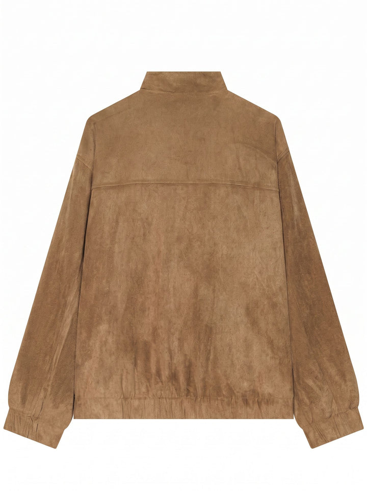 Oversized Faux Suede Bomber Jacket