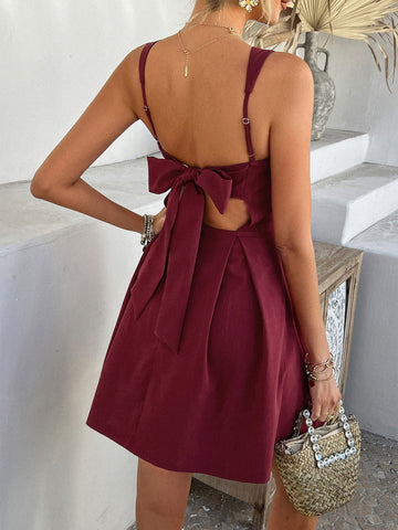 Sleeveless Square Neck A-Line Daily Mini Dress-Multicolor