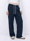 High Waisted Drawstring Wide Leg Pants