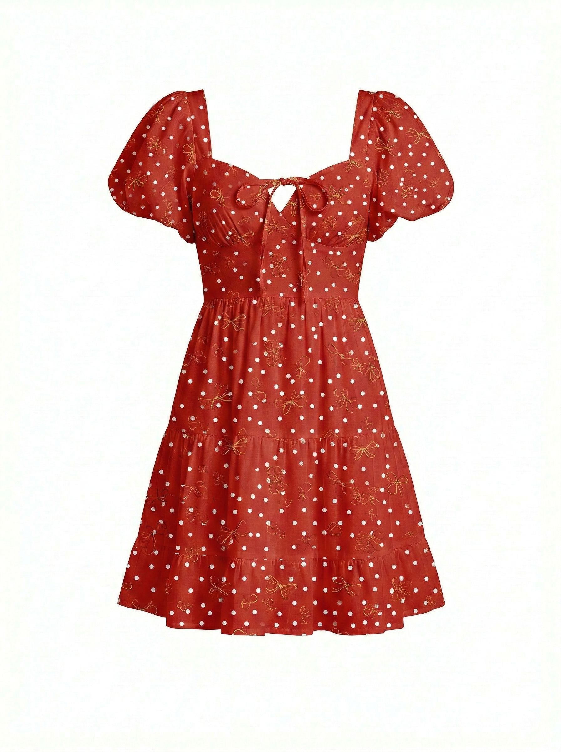 AYLA Floral Print Puff Sleeve Tiered Mini Dress