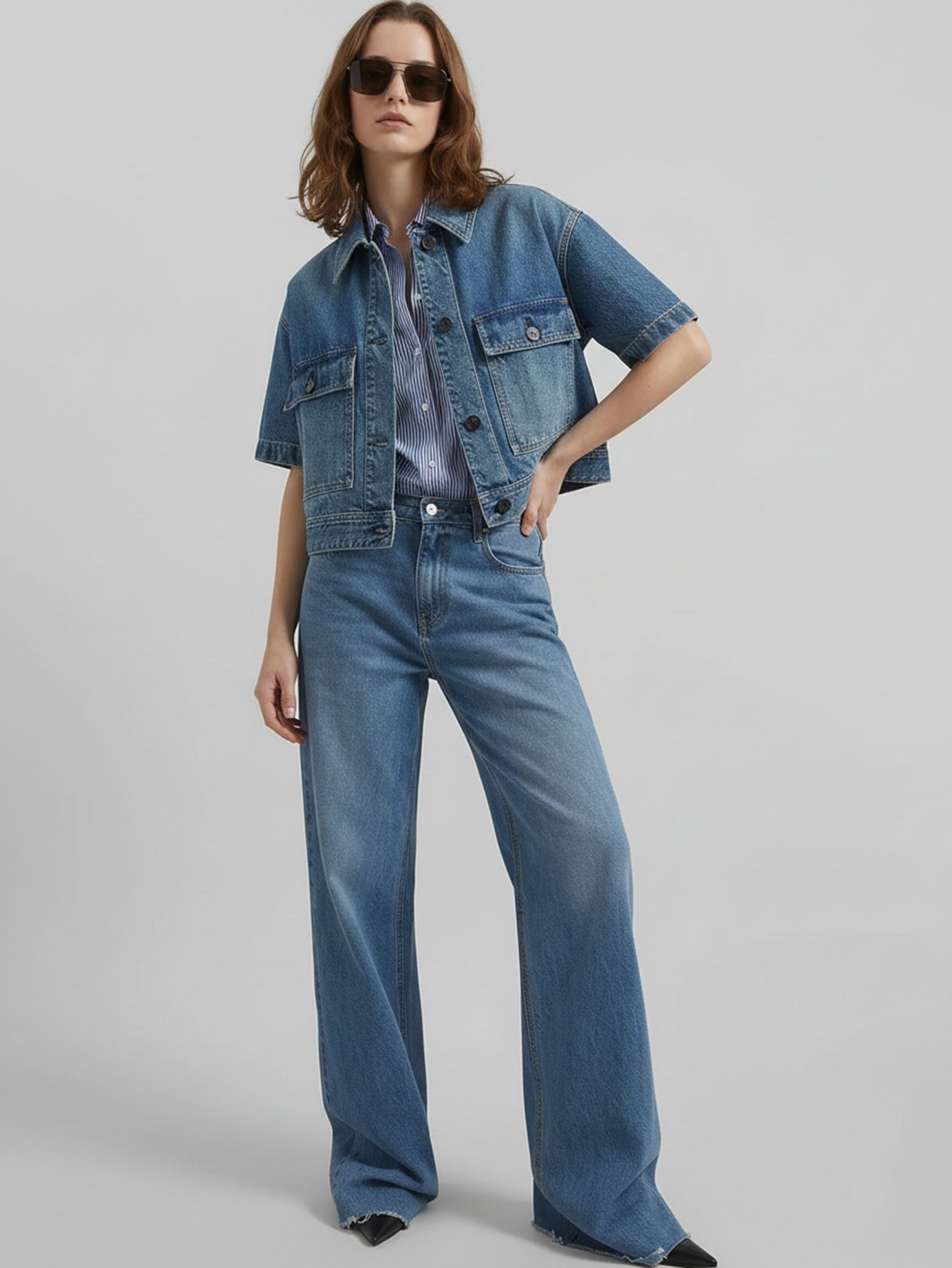 Cropped Pockets Denim Jacket