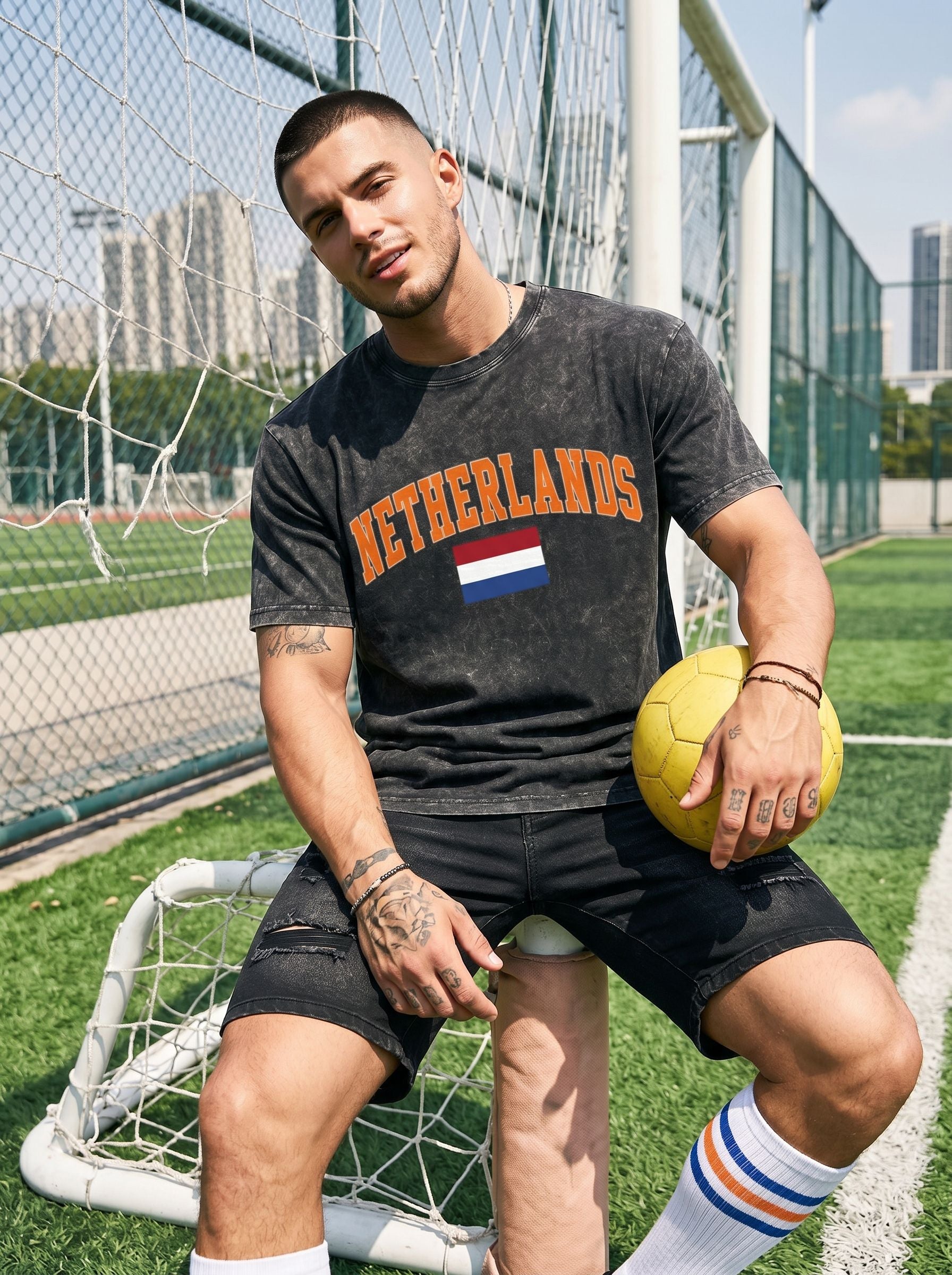World Cup 2026 Vintage Washed Netherlands Graphic  T-Shirt
