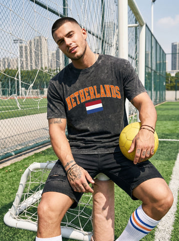World Cup 2026 Vintage Washed Netherlands Graphic  T-Shirt