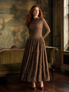 Elegant Textured Long Sleeve Midi Dress
