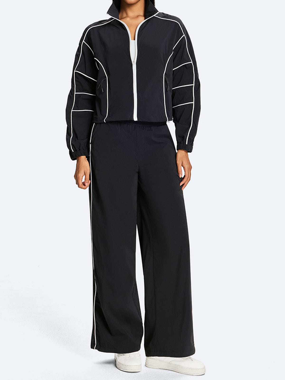 High Waisted Piping Sporty Jogger Pants