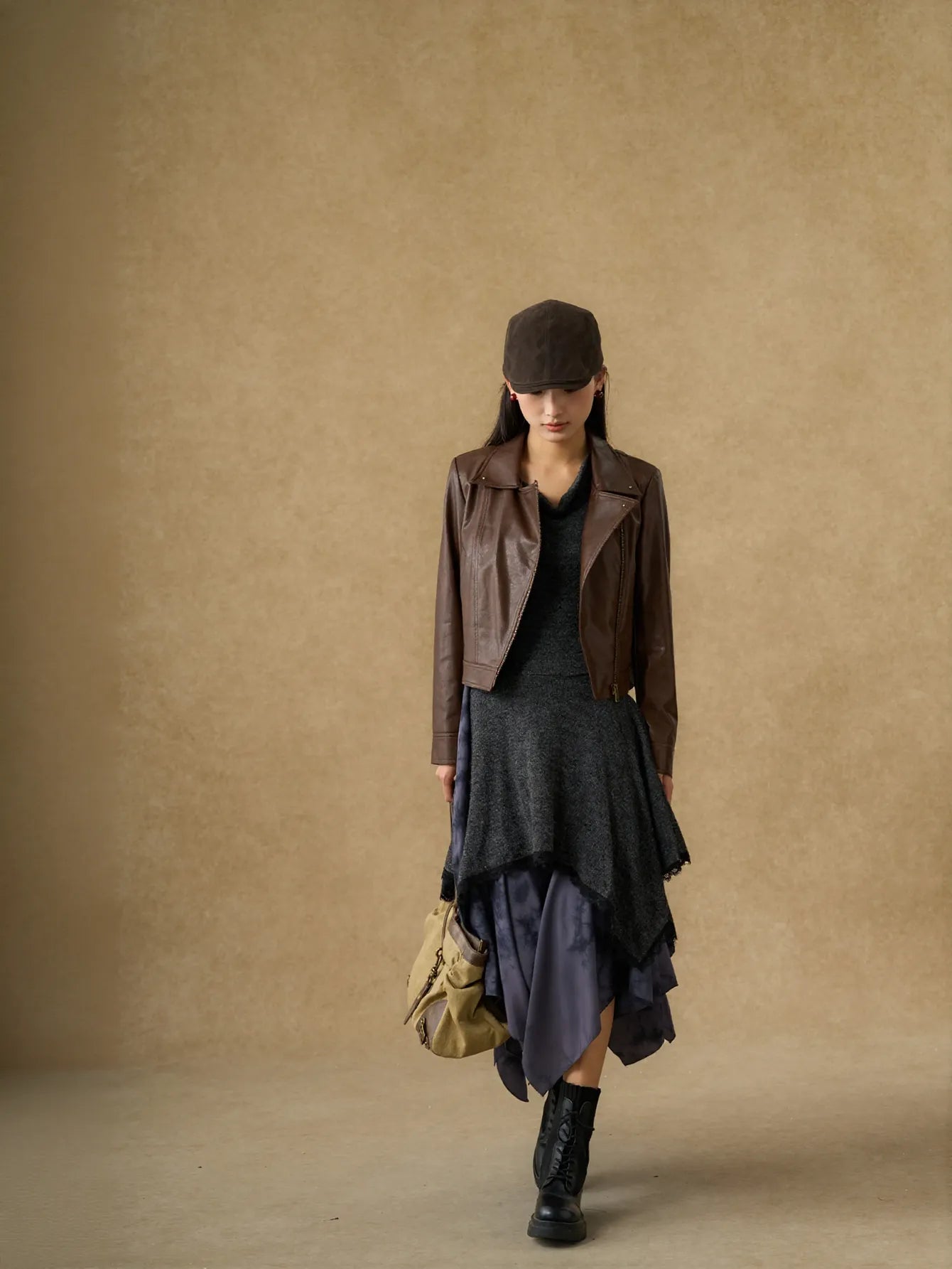 Classic Brown Cropped Faux Leather Jacket