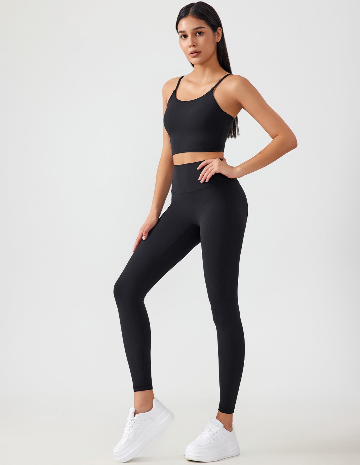 Strappy Crop Top High-Waisted Leggings Athletic Set-Multicolor