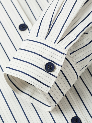 Vertical-Striped Button-Front Casual Shirt