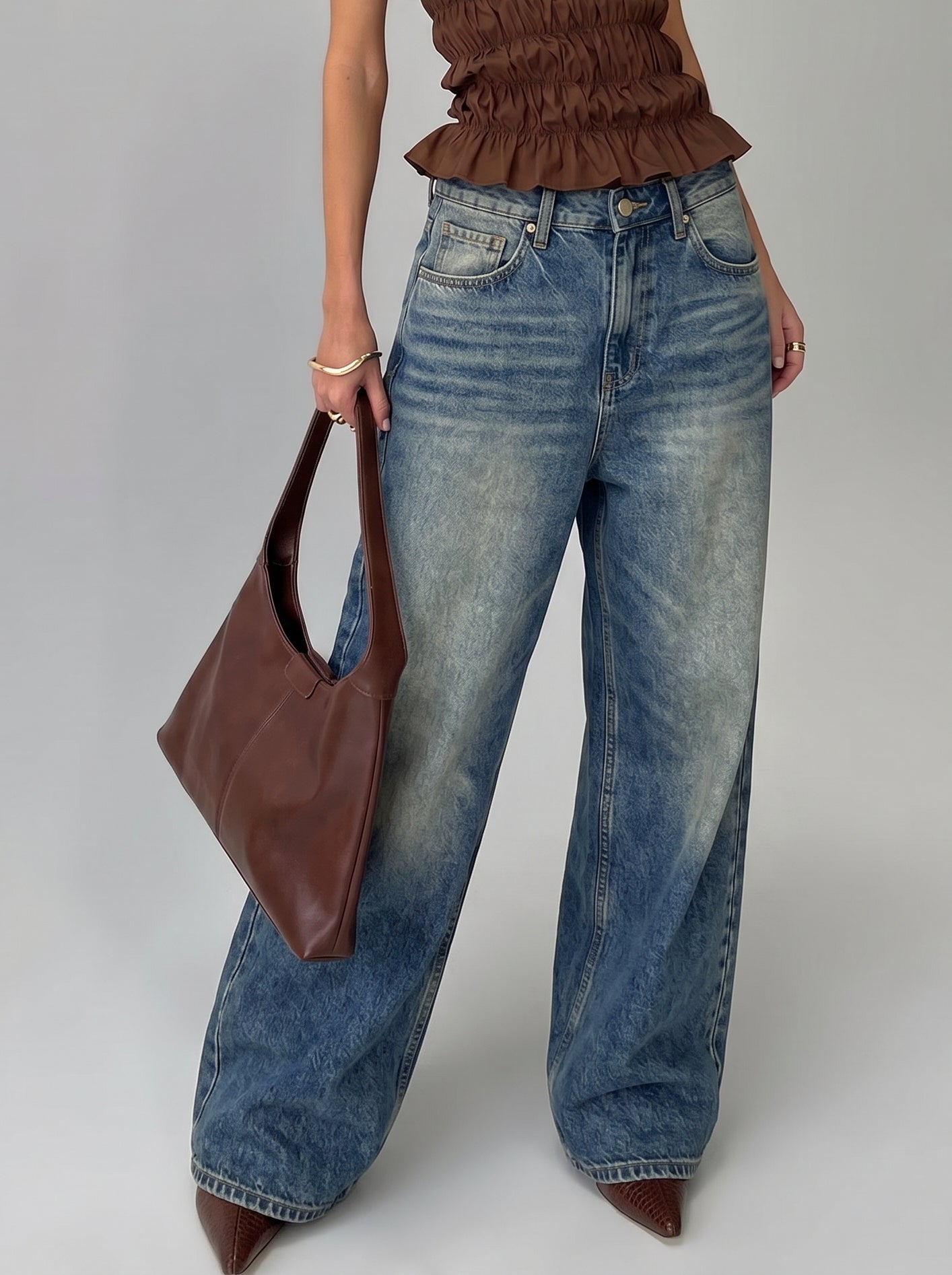 Vintage Acid Wash Rigid Denim Pants