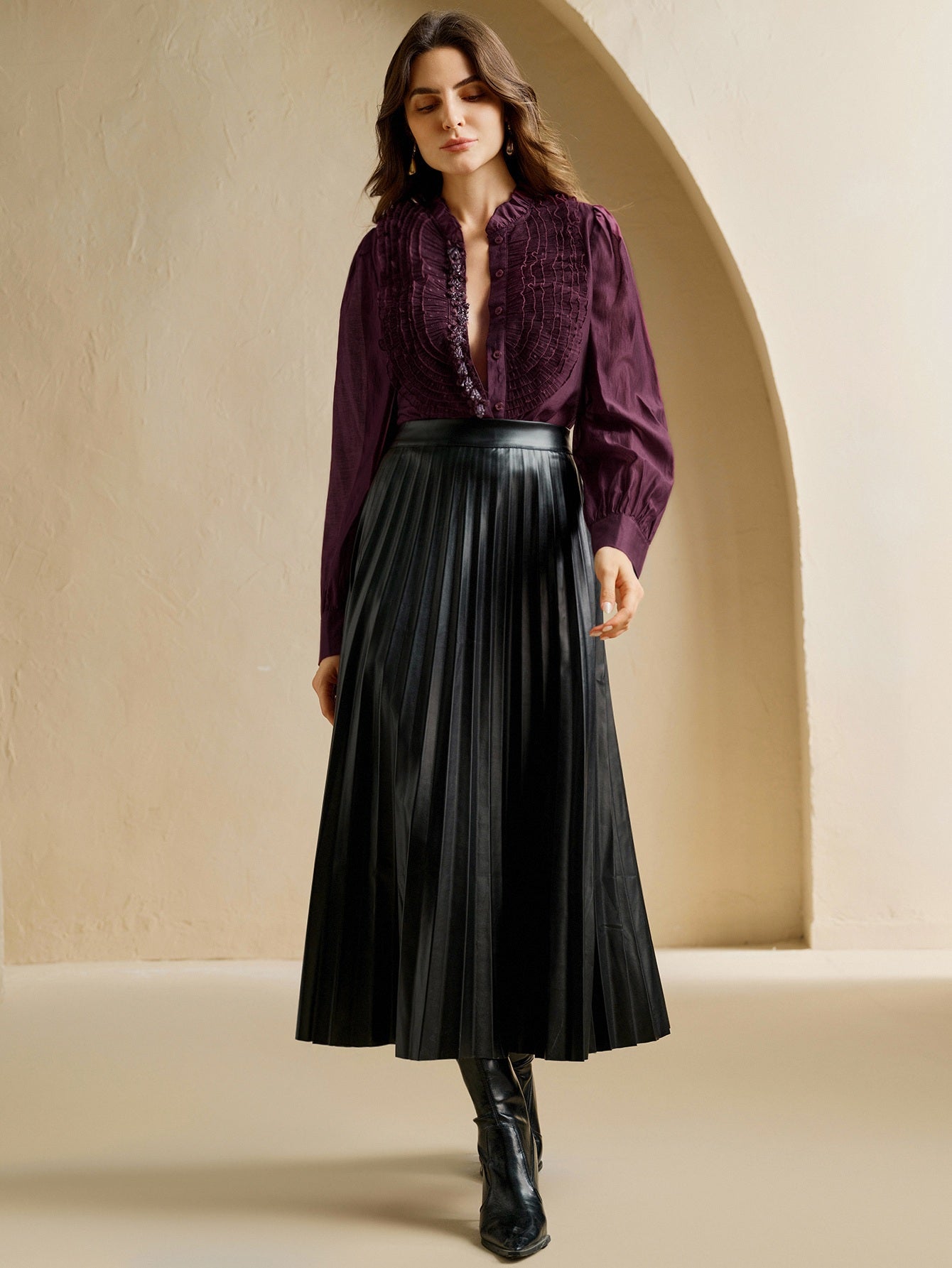 Victorian Ruffled Button Up Blouse