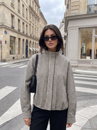 Oversized Gingham Stand Collar Casual Jacket