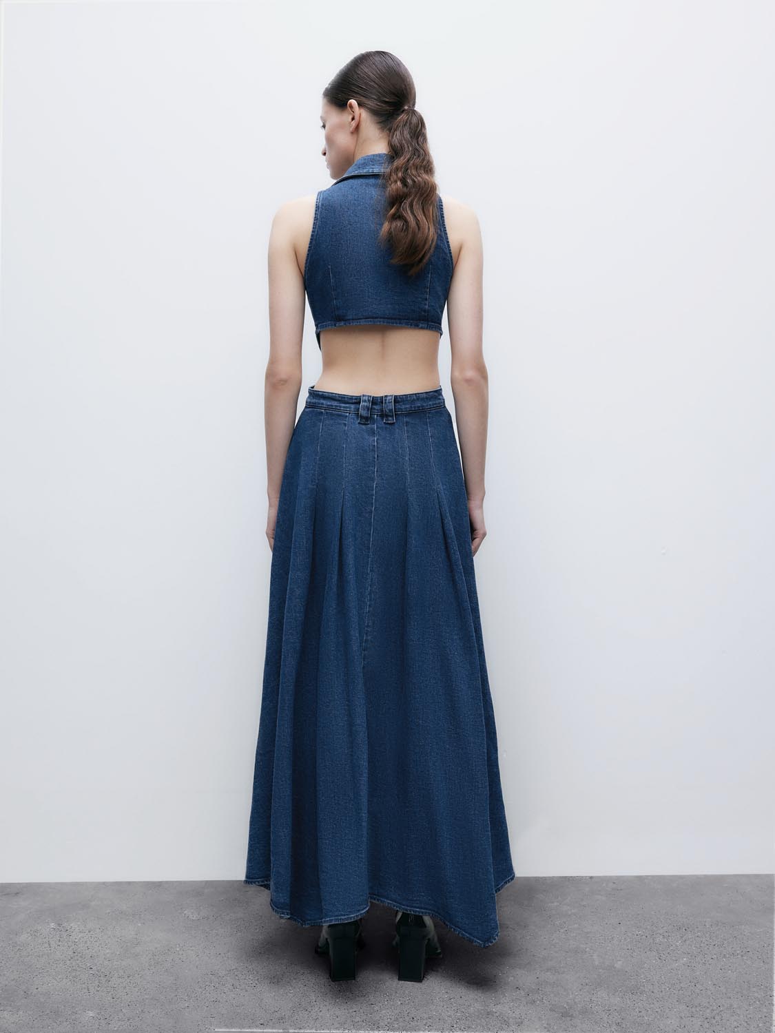 Urban Revivo Cut Out Sleeveless Maxi Dresses-Blue