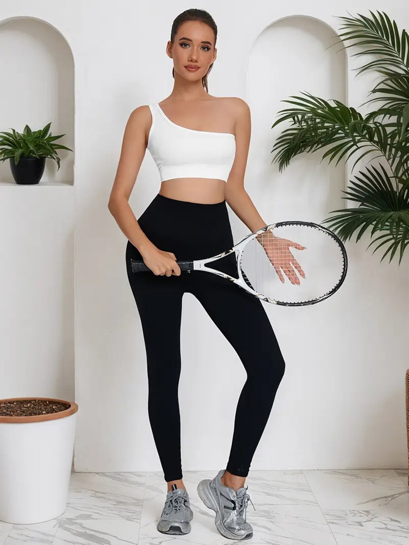 Seamless One Shoulder Ribbed Yoga Tank