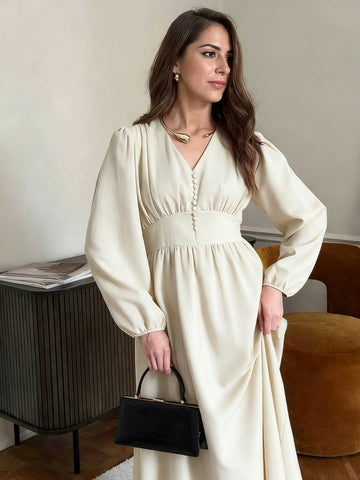 Elegant Button Front Midi Dress