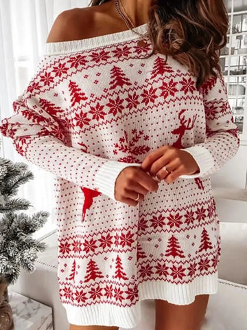 Cozy Festive Snowflake Christmas Pullover Sweater