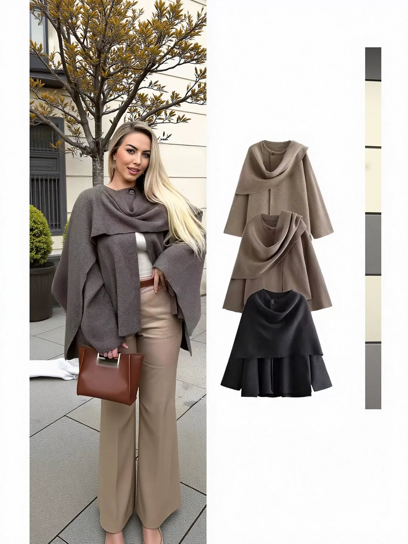 Cozy Layered Buttoned Wool Cape Coat