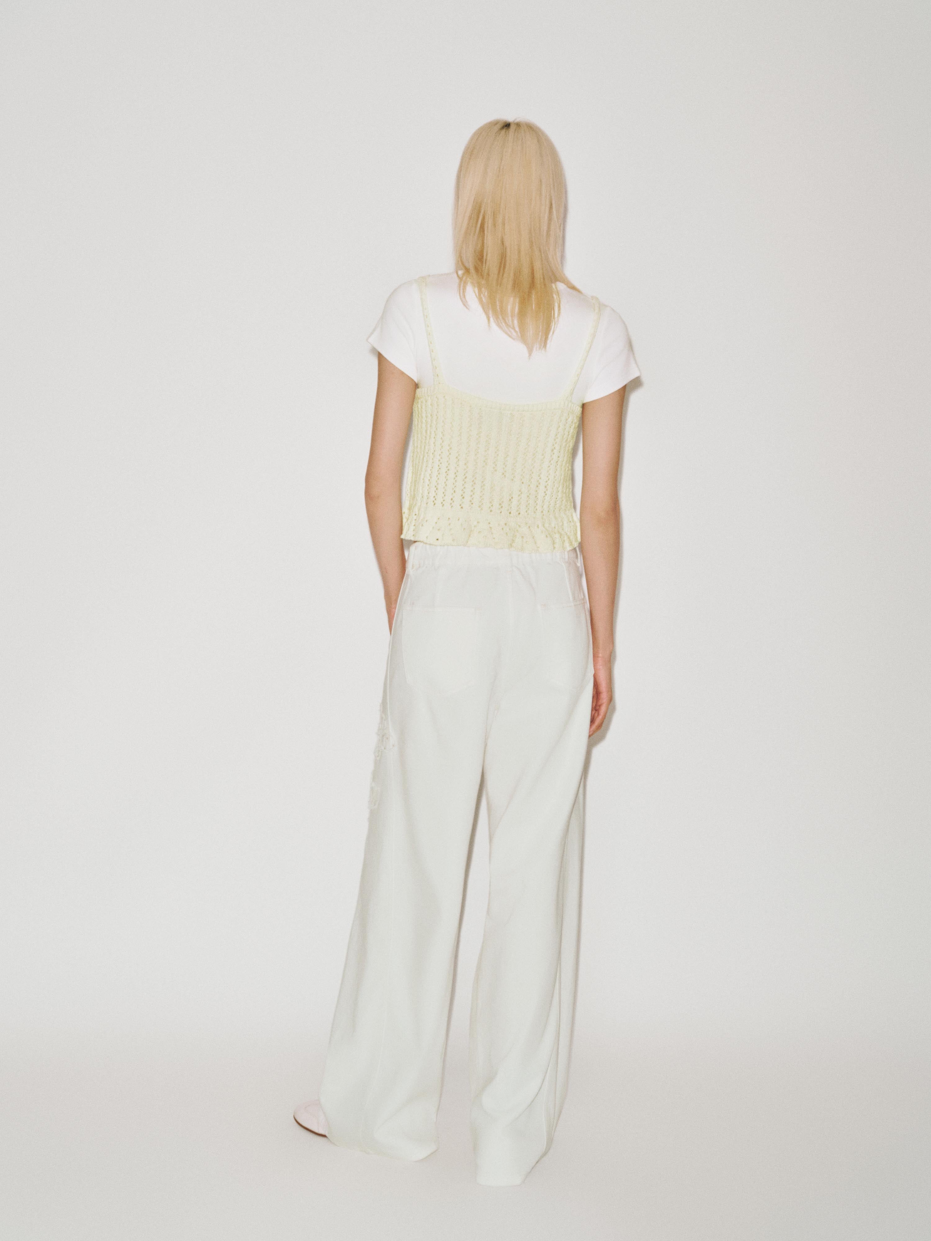 Urban Revivo Floral Embroidered Wide Leg Jeans