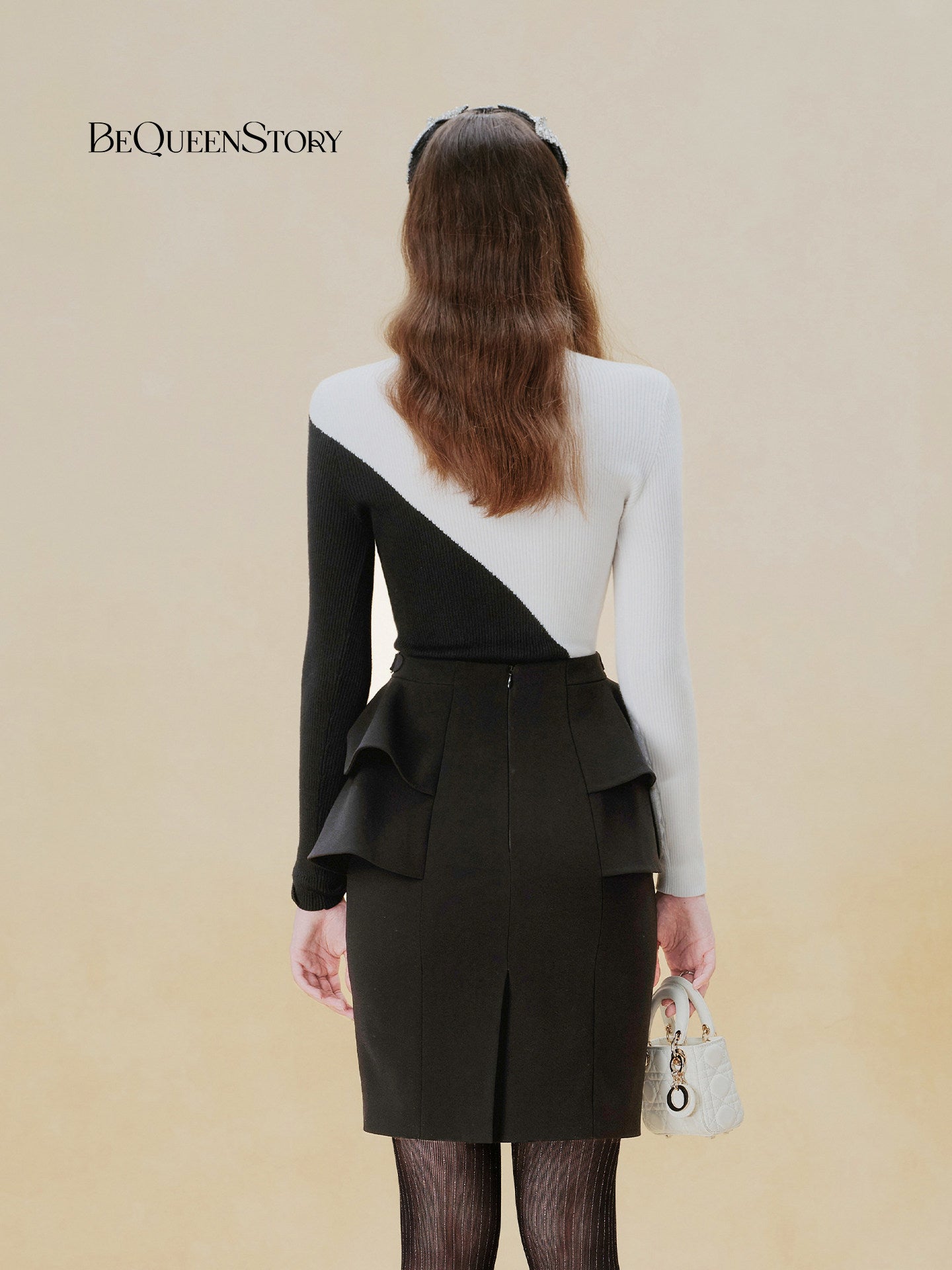 Elegant Peplum High Waist Midi Skirt