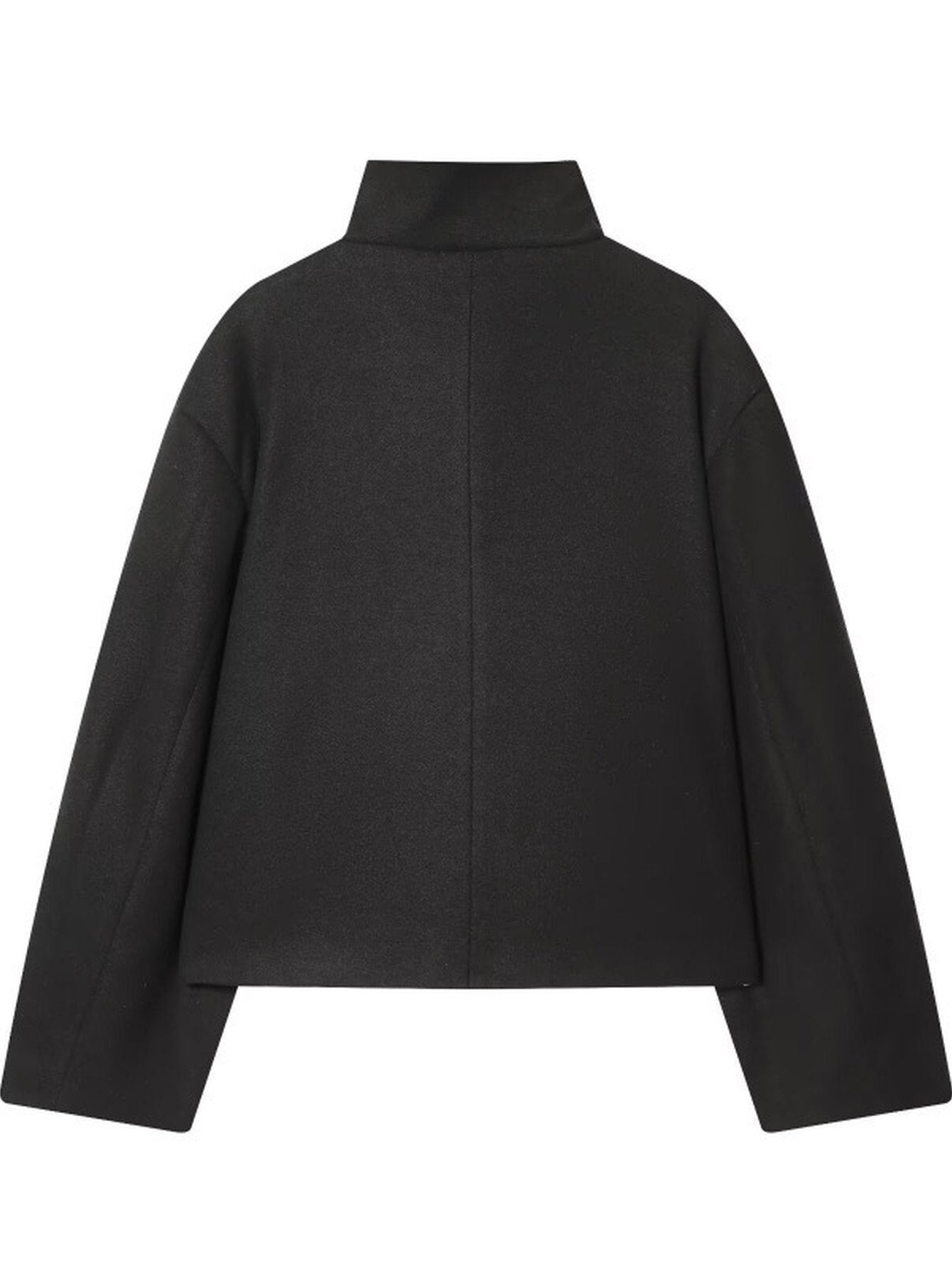 Minimalist Mock Neck Cropped Wool Coat