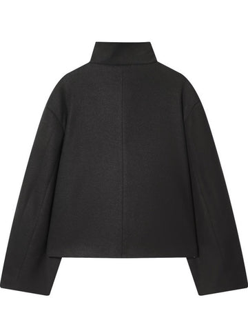 Minimalist Mock Neck Cropped Wool Coat