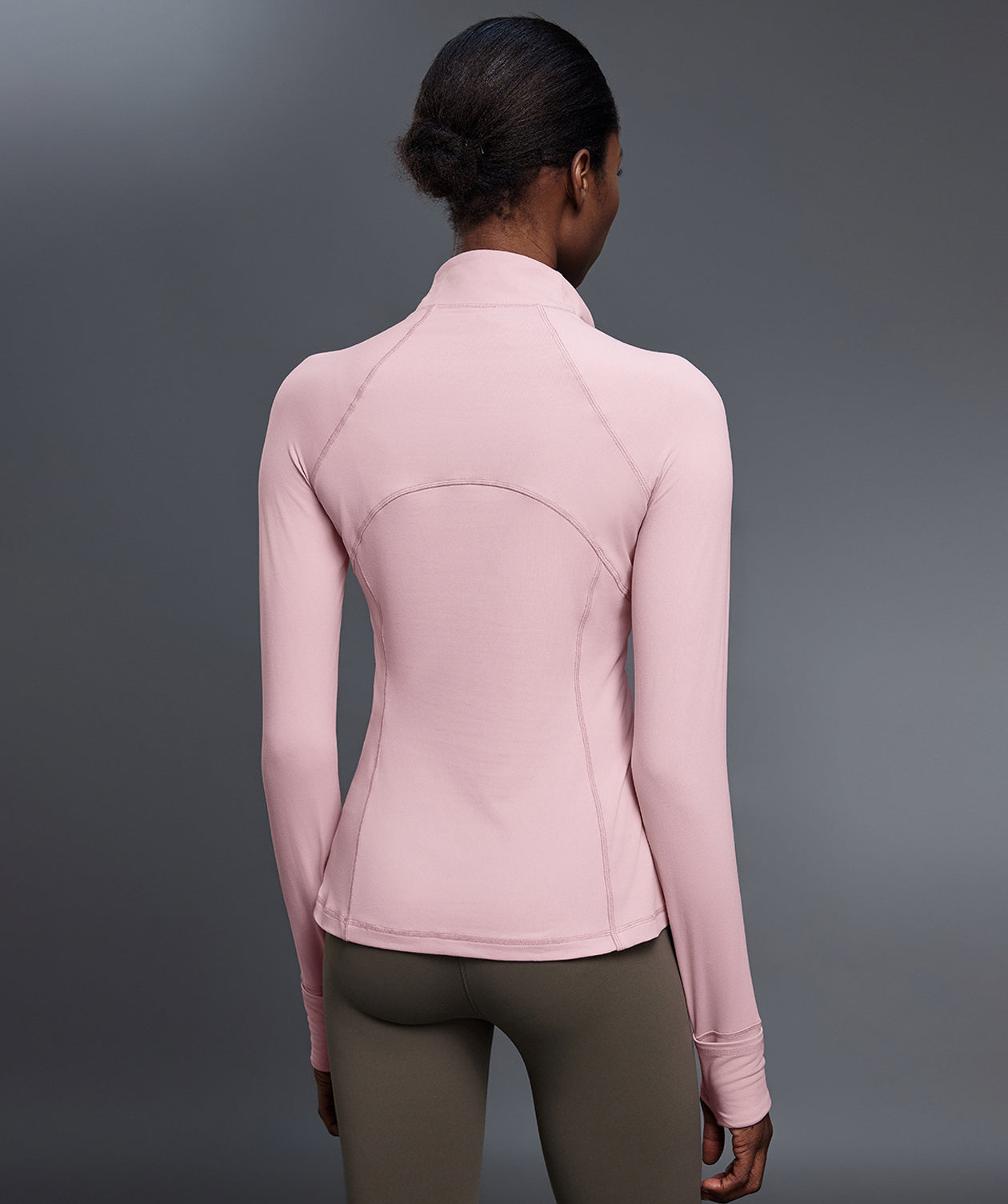Mock Neck Half-Zip Slimming Fit Sleek Yoga Top-Multicolor