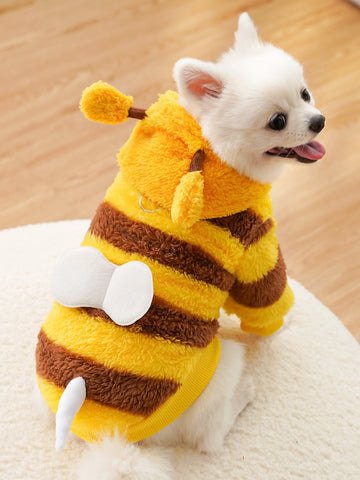 Cozy Fuzzy Bumblebee Dog Hoodie