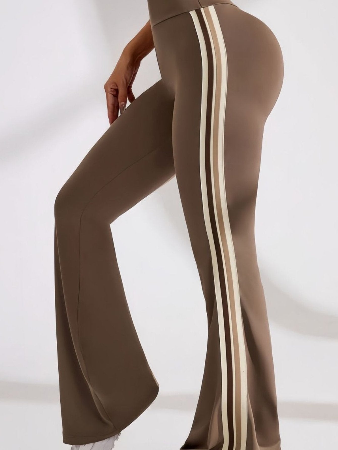 High Waisted Striped Flare Leggings