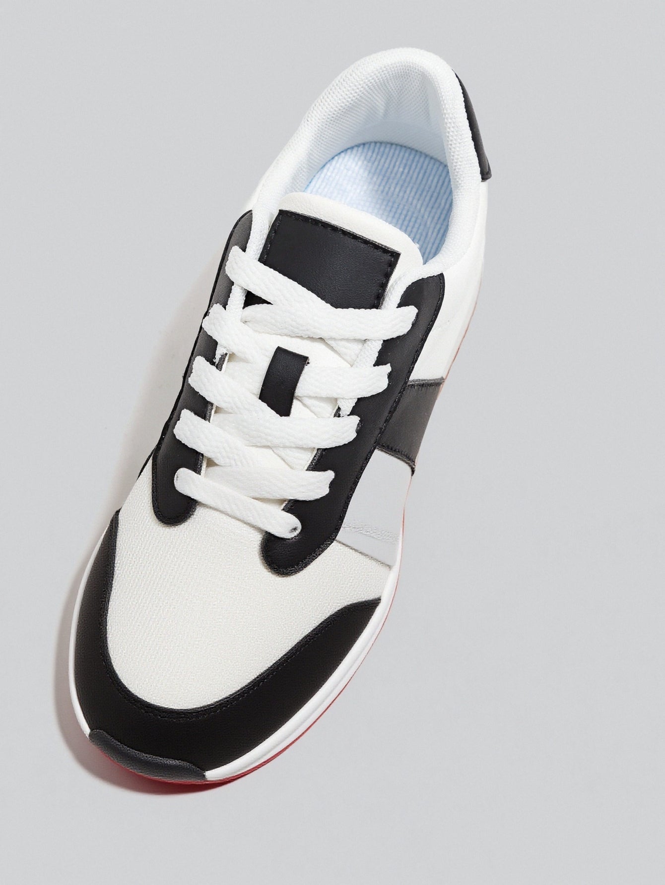 Two-Tone Design Cushioned Sole German Trainers-Black White