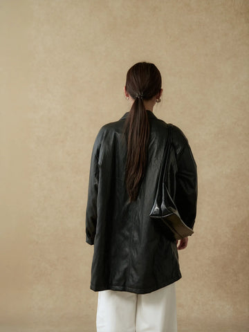 Oversized Vegan Leather Padded Jacket