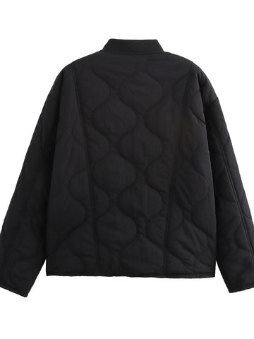 Quilted Button Down Bomber Jacket