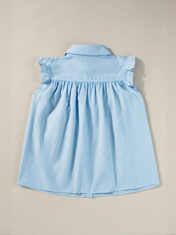 Wave Embroidery Ruffle Sleeve Blouse