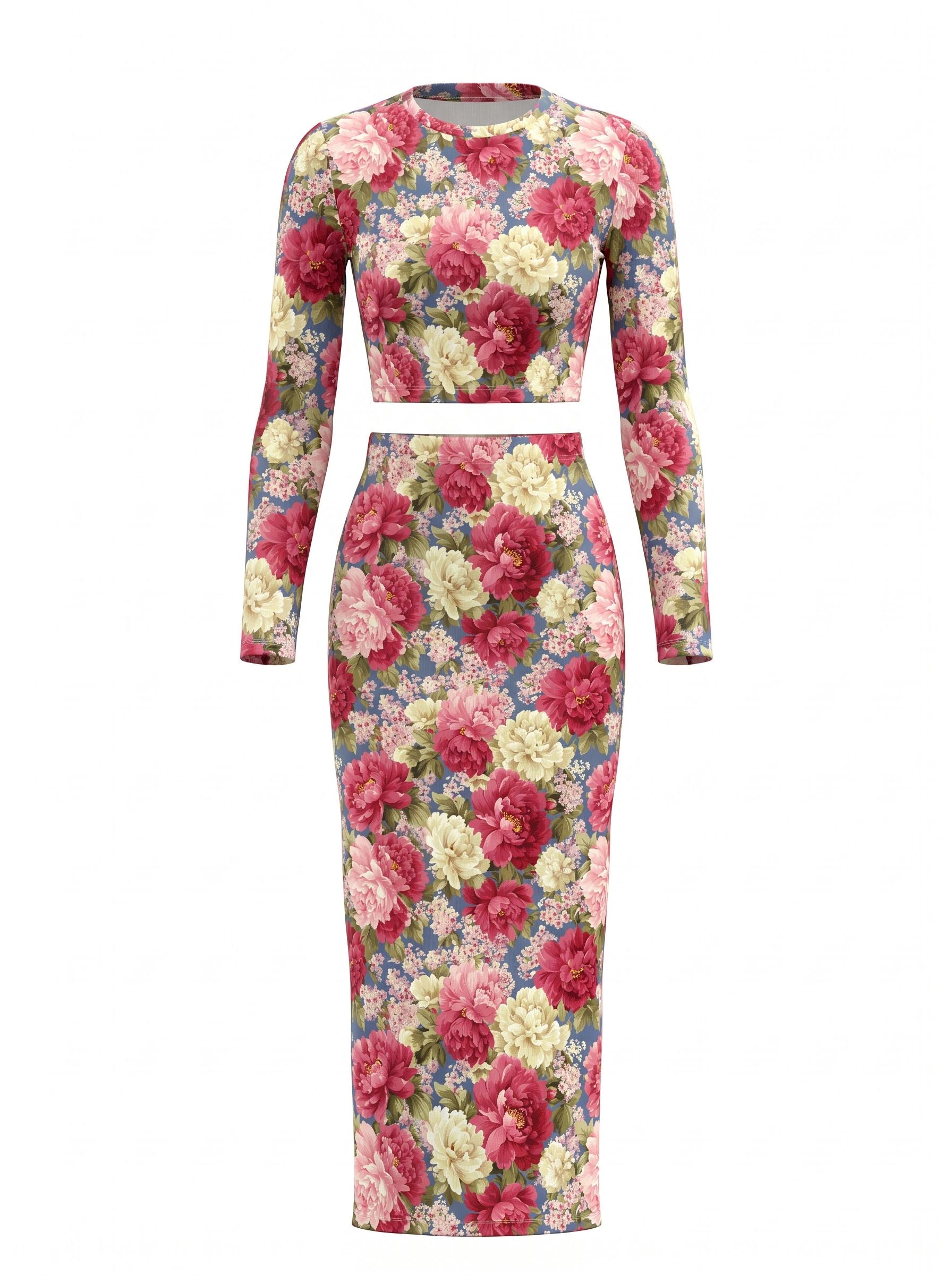 elainefox536's Peony Print Dress Set